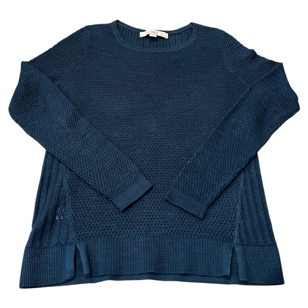 Women's Anna‎ Taylor Teal Knit Open Cotton Pullover Sweater Petite, Size XS